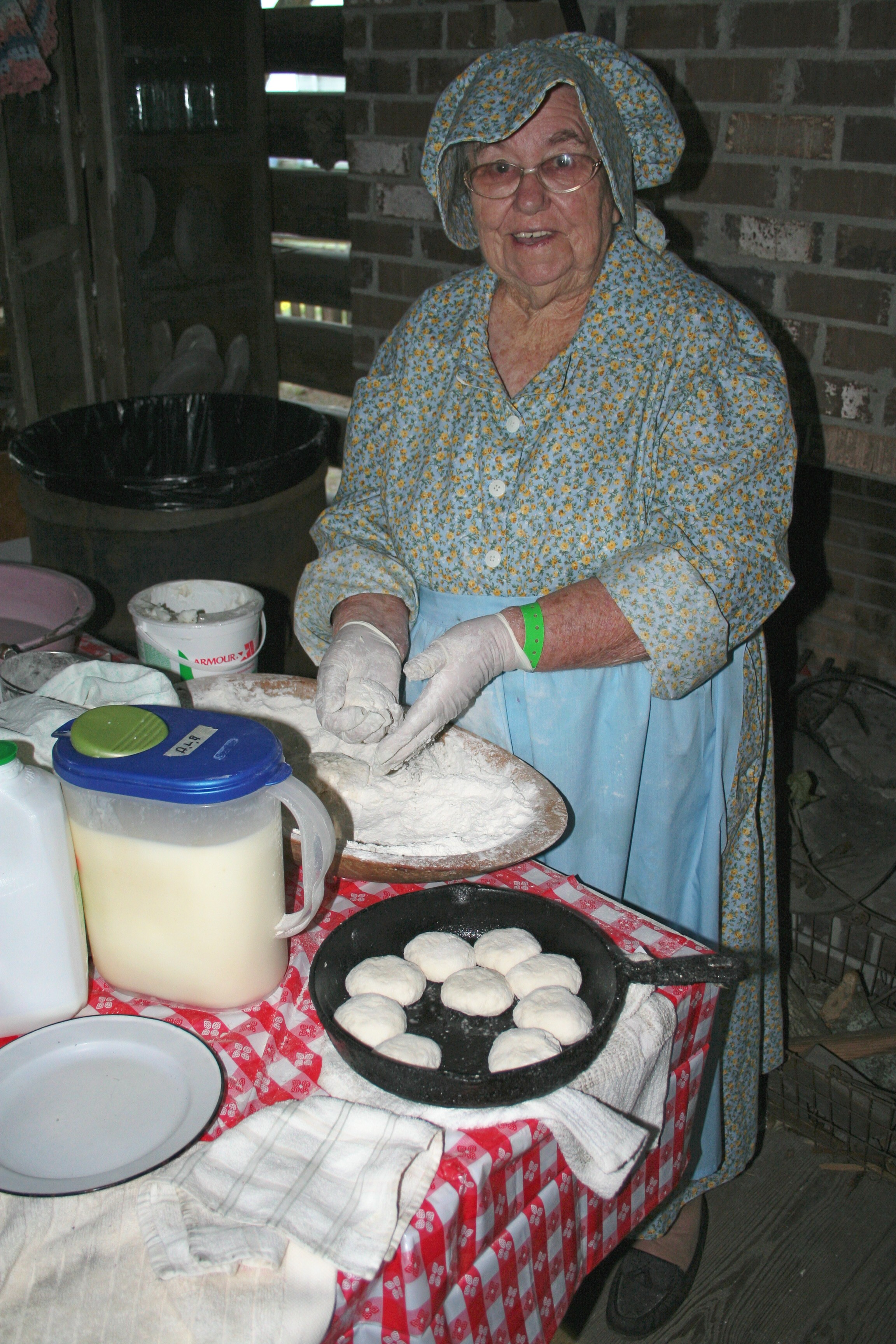 Old-fashioned biscuit making in a cast iron skillet