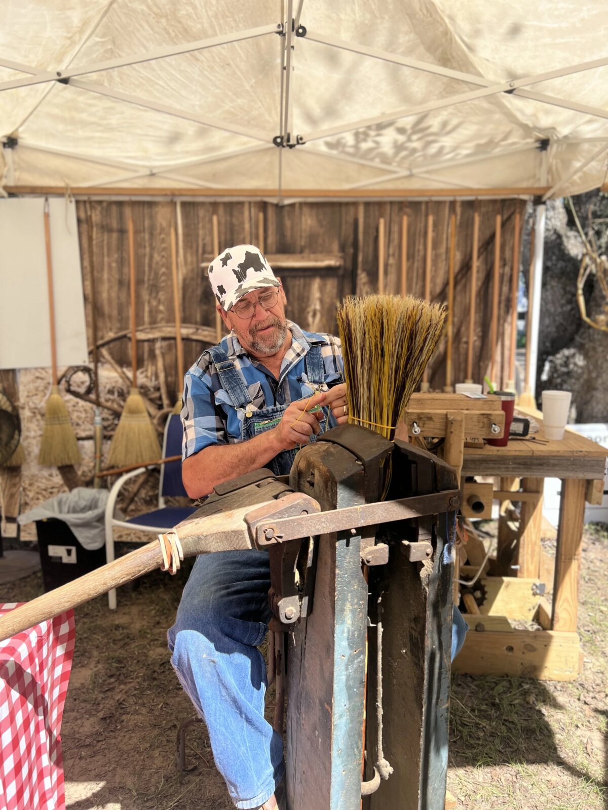 Broom making at the Pecan Festival
