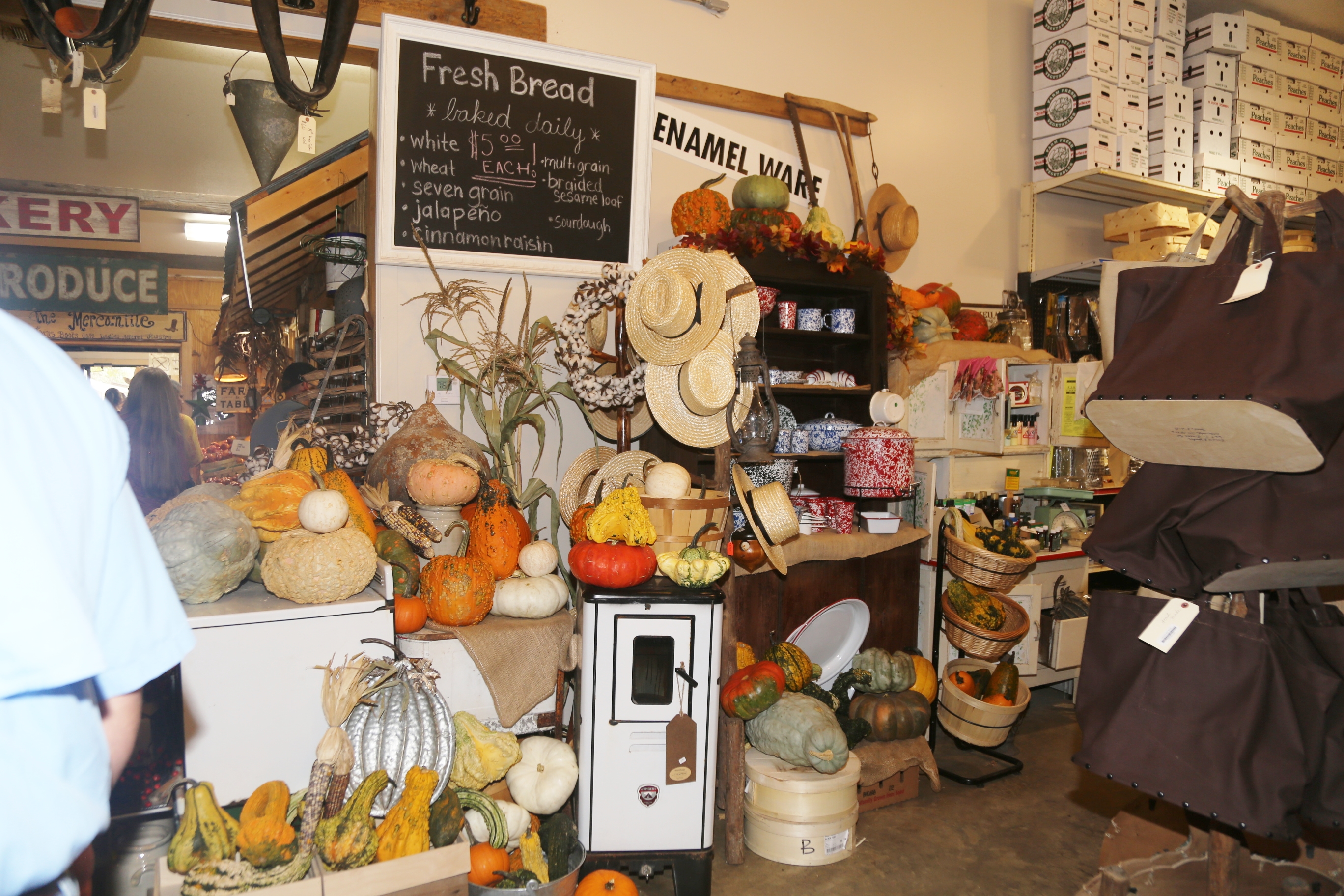 Fresh Bread chalkboard sign in the store